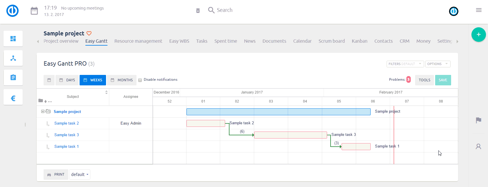 Easy Project 2019 - Critical Path in Easy Gantt